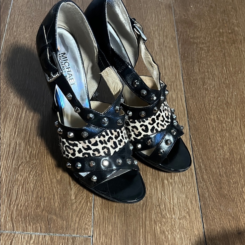 Michael Kors Black and Animal Print Heels